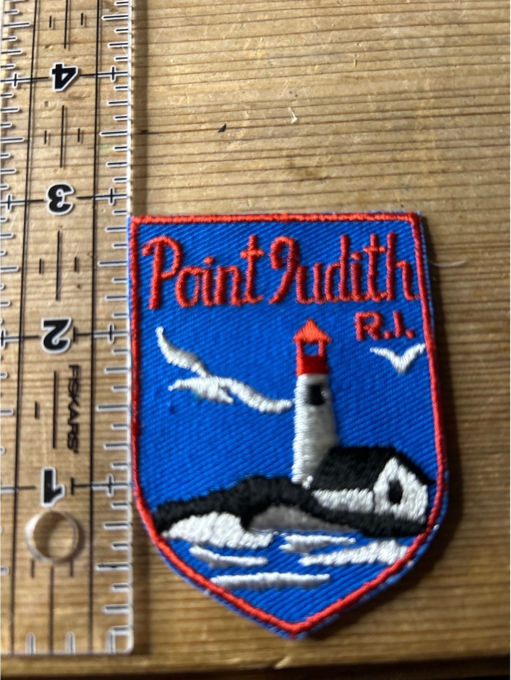 Vintage Point Judith Rhode Island Embroidered Patch with Lighthouse Design